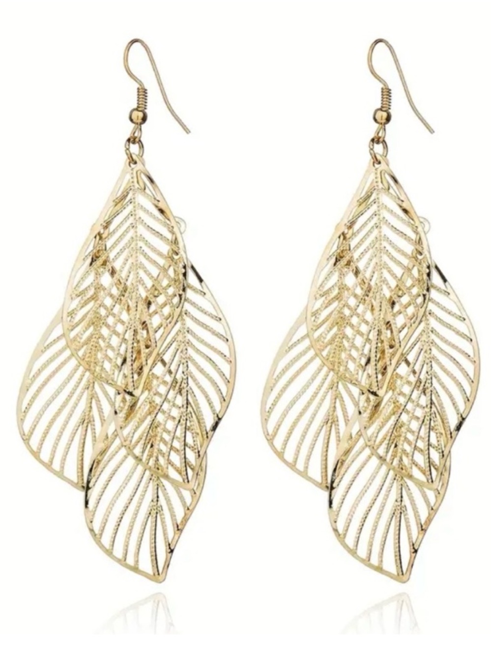Gold Leaf Drop Earrings - Women Jewelry